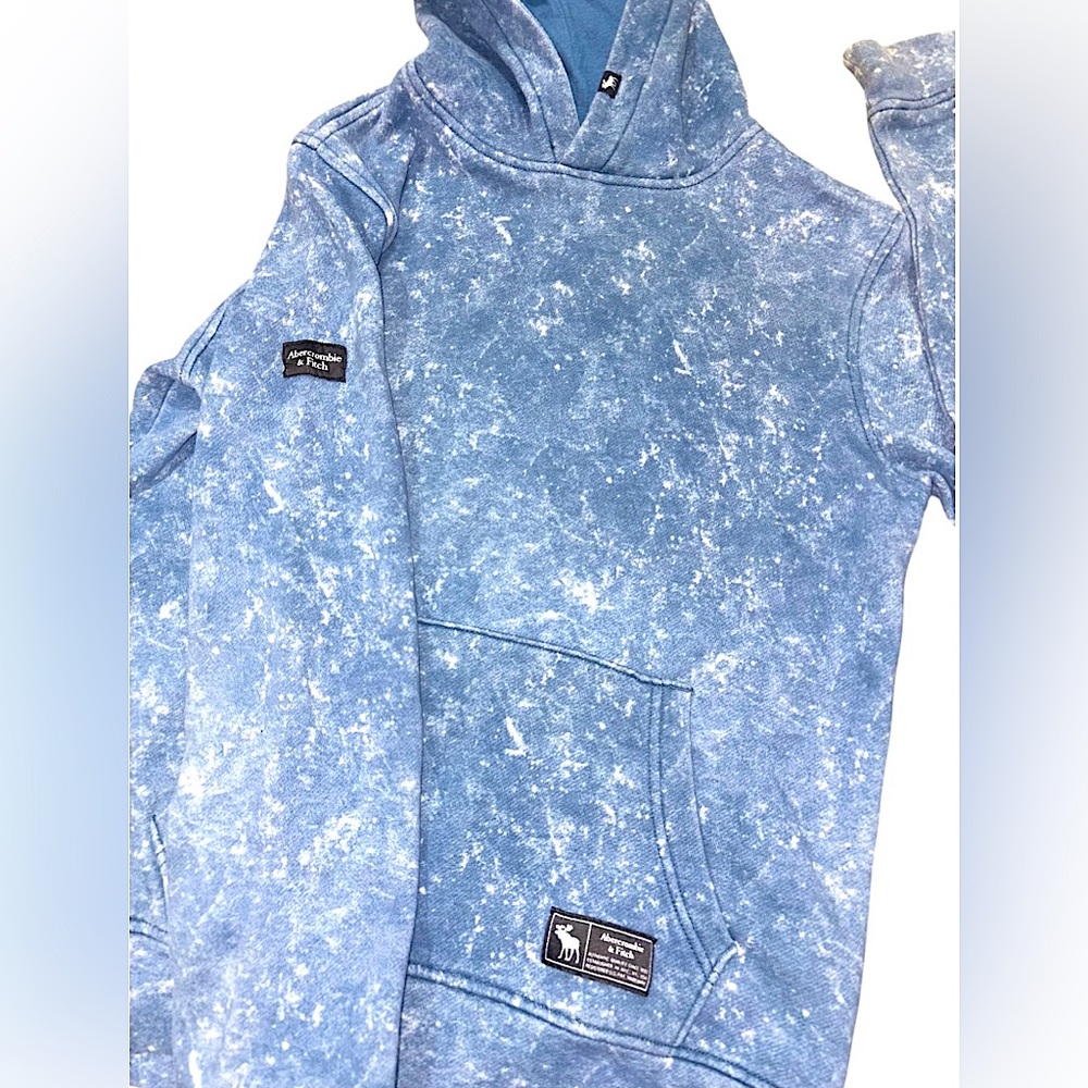Abercrombie & fitch Kids Blue Acid Wash Design hoodie sweatshirt size 13/14
